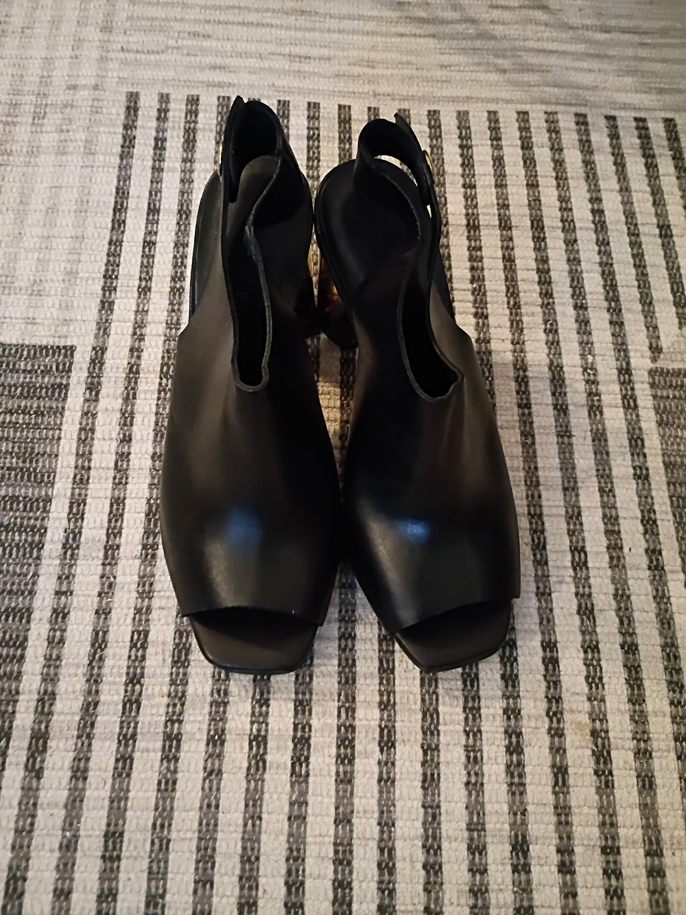 Kurt Geiger Black Peep-Toe Slingback Heels Size 7M